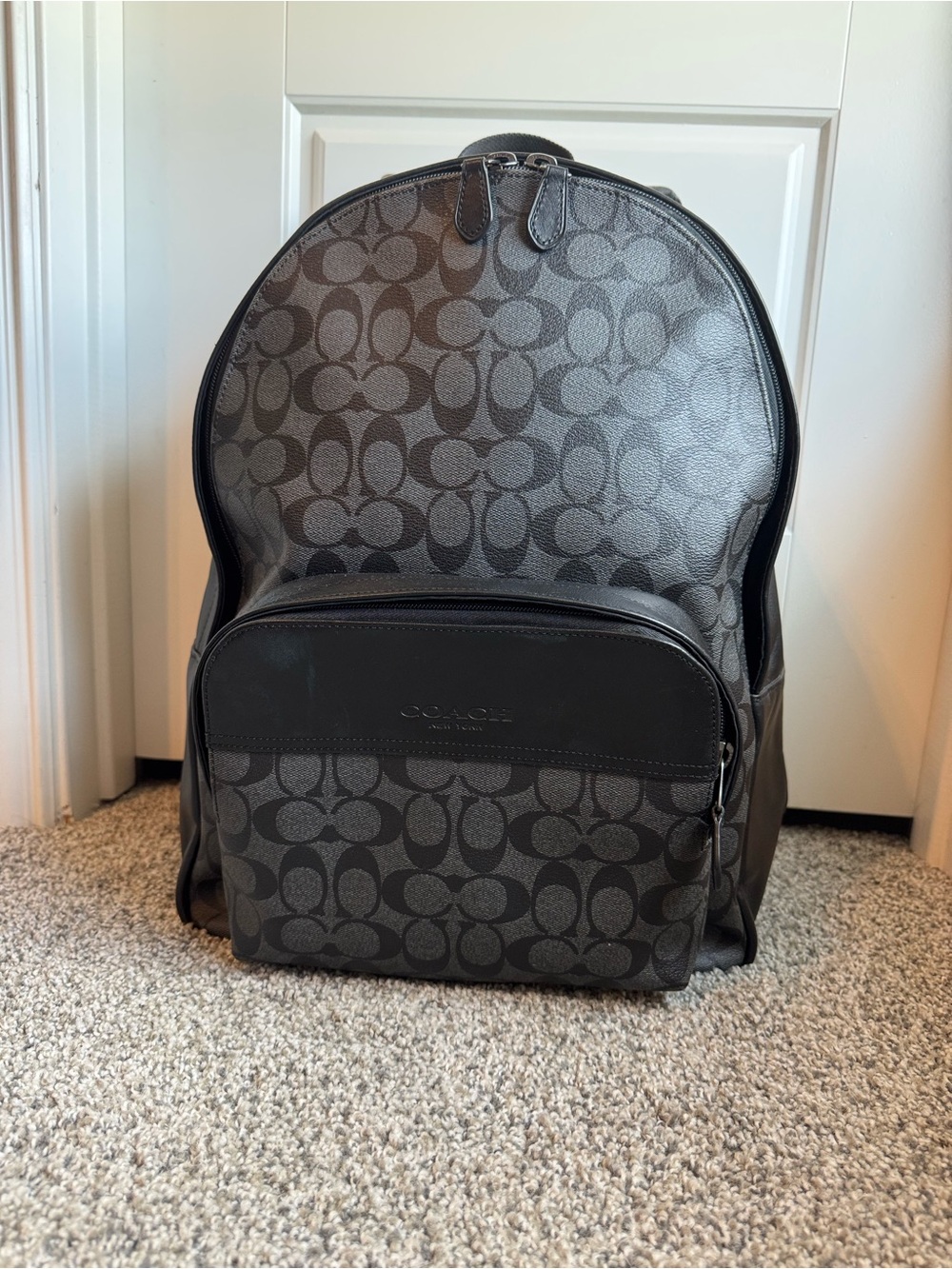 Coach Men's/Women’s Signature Logo Backpack in Charcoal and Black